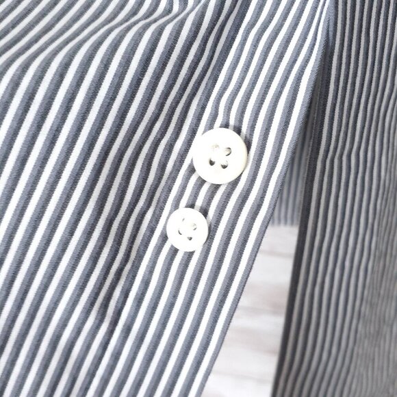 John Varvatos Mens Button Up Shirt Size 15 Long Sleeve Black Gray Stripe 103A - Picture 4 of 5